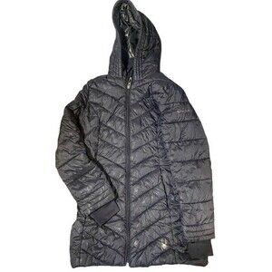 Women’s small or big kid’s medium sized Spyder brand black hooded puffy coat
